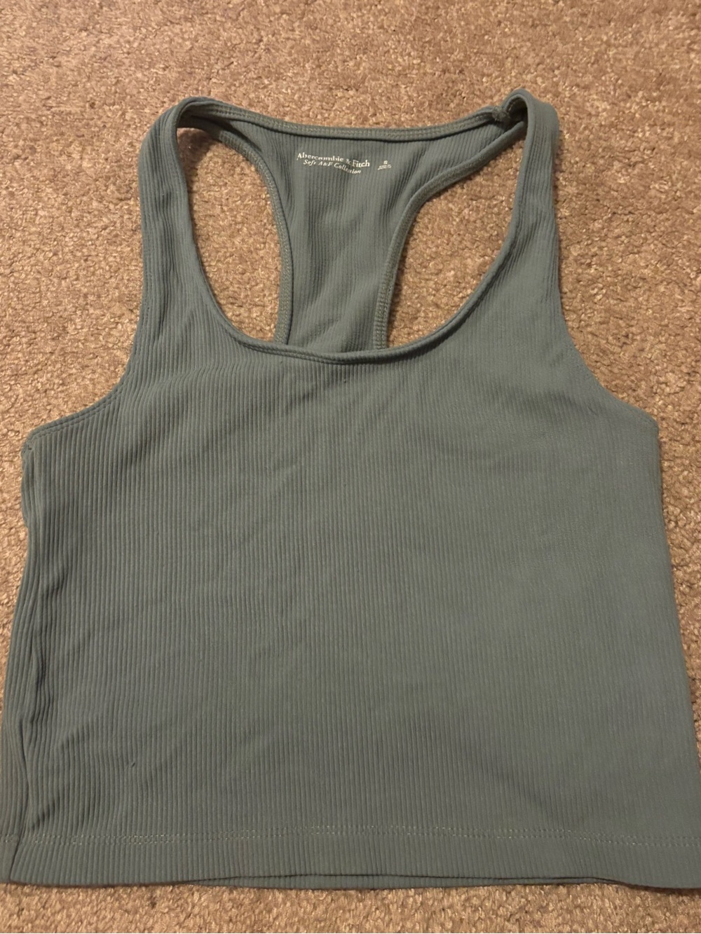 Abercrombie & Fitch Ribbed Racerback Tank - Slate Green